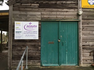 Broughton Gifford and Holt Scout Group hut with new sign for 2016